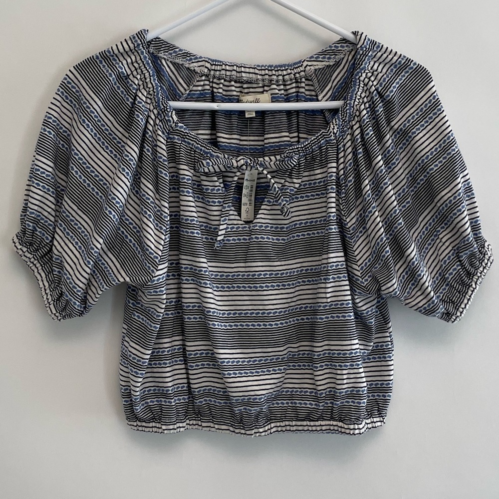 Madewell Jacquard Keyhole Crop Top in Stripe